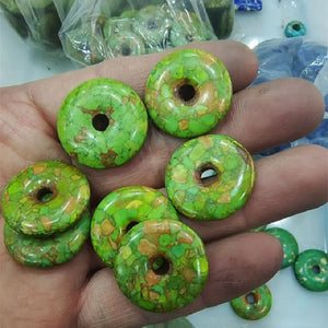 10PCS Howlite Donuts Shape Top Pendants 23mm Charms Women Necklace Making