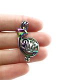 10PCS Horn Pearl Cage Locket Aromatherapy Pendant
