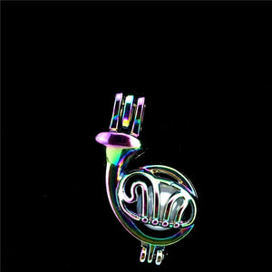 10PCS Horn Pearl Cage Locket Aromatherapy Pendant