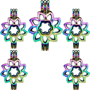 Sunflower Pearl Cage Aromatherapy Diffuser Pendant for Gift Necklace Keychain