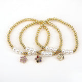 Zircon Flower Pendant Bracelet Elastic Rope Bangle Women Party Jewelry
