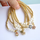 Zircon Flower Pendant Bracelet Elastic Rope Bangle Women Party Jewelry