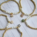 Zircon Flower Pendant Bracelet Elastic Rope Bangle Women Party Jewelry