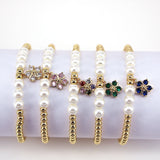 Zircon Flower Pendant Bracelet Elastic Rope Bangle Women Party Jewelry