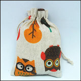 10PCS Gift Pouches Owl Butterfly Cat Dolphin 10x14mm Fabric Bags