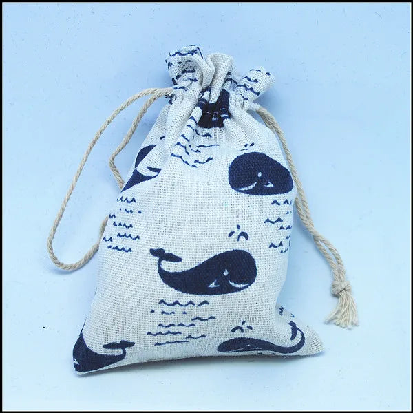 10PCS Gift Pouches Owl Butterfly Cat Dolphin 10x14mm Fabric Bags