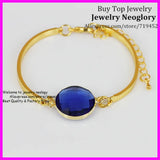 10PCS Mix Round Glass Quartz Bezel Bracelet, Gold Bangle