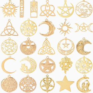 10PCS Stainless Steel Moon Charm for DIY Necklace Earrings Pendants