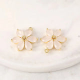 10PCS Opal Stone Flower Charms Pendants DIY Necklace Bracelet Jewelry