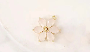 10PCS Opal Stone Flower Charms Pendants DIY Necklace Bracelet Jewelry