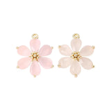 10PCS Opal Stone Flower Charms Pendants DIY Necklace Bracelet Jewelry