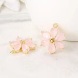 10PCS Opal Stone Flower Charms Pendants DIY Necklace Bracelet Jewelry