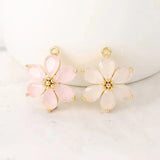 10PCS Opal Stone Flower Charms Pendants DIY Necklace Bracelet Jewelry