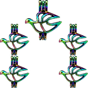 10PCS Bird Pearl Cage Locket Aromatherapy Diffuser Charms Pendant