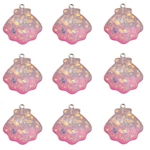 10PCS/PACK Pink Shell Resin Charms Glittering Pendant DIY Necklace Jewelry