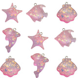 10PCS/PACK Pink Shell Resin Charms Glittering Pendant DIY Necklace Jewelry