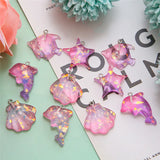 10PCS/PACK Pink Shell Resin Charms Glittering Pendant DIY Necklace Jewelry