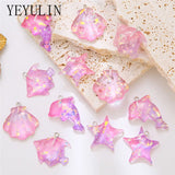 10PCS/PACK Pink Shell Resin Charms Glittering Pendant DIY Necklace Jewelry