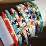 10PCS Boho Crystal Seed Bead Bracelets Adjustable Rope Colorful Jewelry