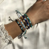 10PCS Boho Crystal Seed Bead Bracelets Adjustable Rope Colorful Jewelry
