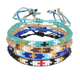 10PCS Boho Crystal Seed Bead Bracelets Adjustable Rope Colorful Jewelry
