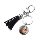 Custom Photo Tassel Keychain Metal Key Ring Jewelry