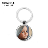 10PCS Custom Photo Family Name Keychain Couple Ring