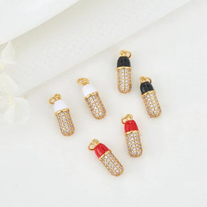 10PCS Pill Charms Pendant For Men Women DIY Accessory Zirconia Oil