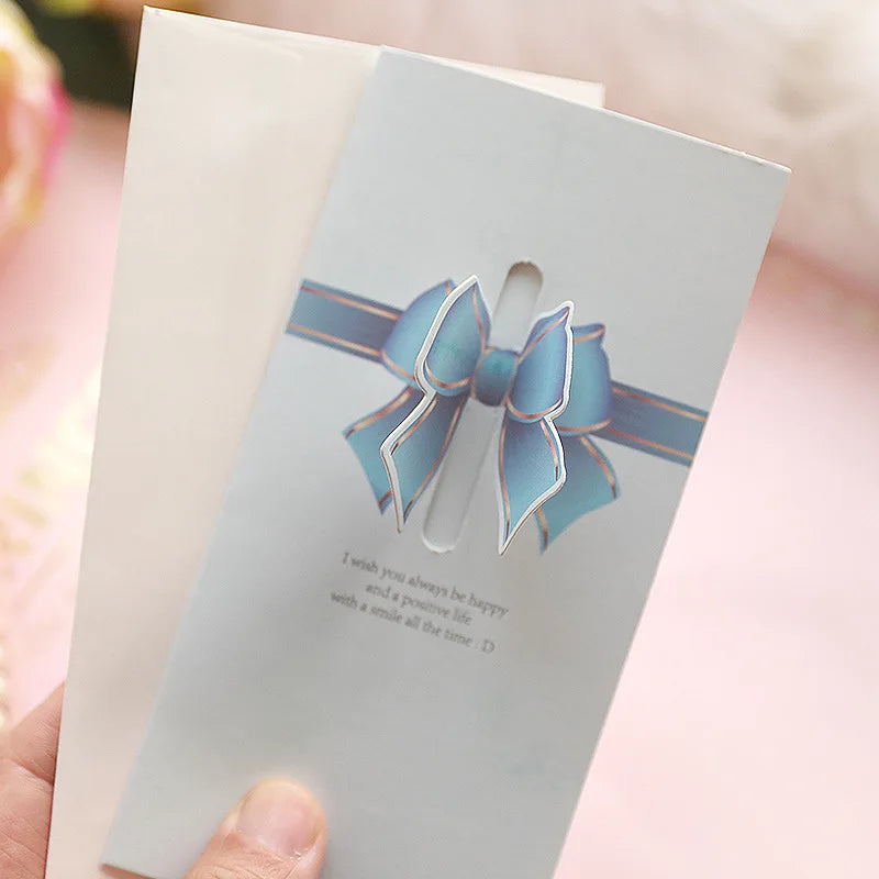 10PCS Pink Bow-Knot Greeting Cards Postcards Wedding Invitation