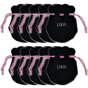 10PCS Pink Ribbon Flannel Bag Pouch For Jewelry