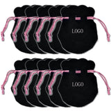 10PCS Pink Ribbon Flannel Bag Pouch For Jewellery Organizer