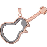 10PCS Guitar Rhinestone Floating Locket Charms Jewelry Making Necklace Keychain