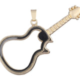10PCS Guitar Rhinestone Floating Locket Charms Jewelry Making Necklace Keychain