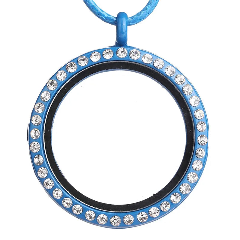 10PCS Round Rhinestone Floating Locket Pendant Charm DIY Necklace Keychain