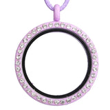 10PCS Round Rhinestone Floating Locket Pendant Charm DIY Necklace Keychain