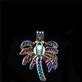 10PCS Coconut Tree Pearl Cage Locket Aromatherapy Diffuser Pendant