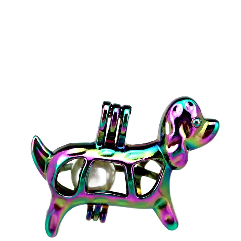 10PCS Dog Pearl Cage Locket Pendant for Necklace Keychain Jewelry