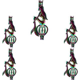 10PCS Mermaid Charm Bead Cage Locket Pendant Gift Necklace Keychain