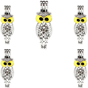 10PCS Owl Pearl Cage Floating Charms Locket Aromatherapy Diffuser Pendant