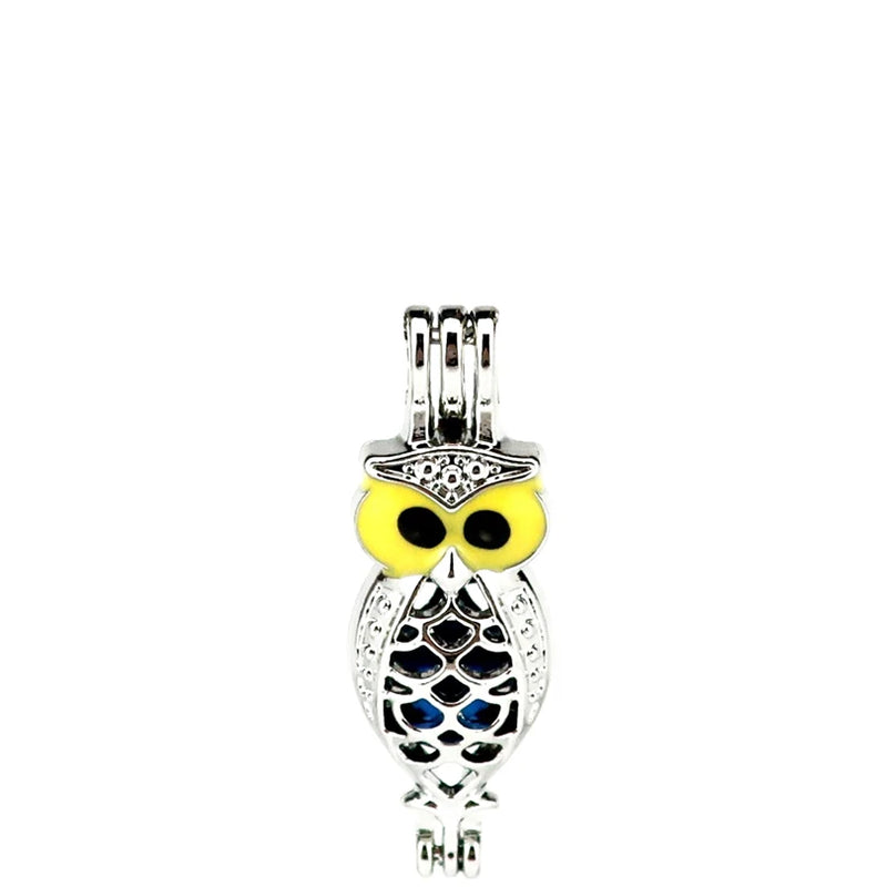 10PCS Owl Pearl Cage Floating Charms Locket Aromatherapy Diffuser Pendant