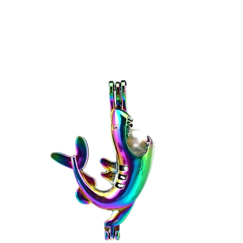10PCS Sharks Charms Pearl Cage Locket Aromatherapy Diffuser Pendant