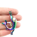 10PCS Sharks Charms Pearl Cage Locket Aromatherapy Diffuser Pendant