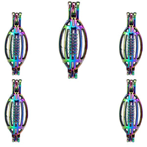 10PCS Oval Olive Pearl Cage Locket Aromatherapy Pendant For Jewelry Making
