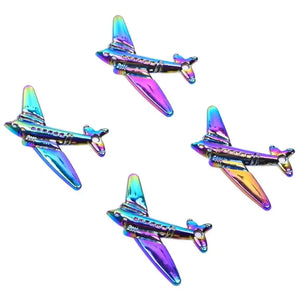 10PCS Rainbow Aircraft Airplane Pendant Alloy Charms For Jewelry Crafts
