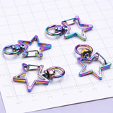 10PCS Rainbow Charms Key Ring Cat,Moon,Star,Heart Keychain Lobster Clasp Jewelry