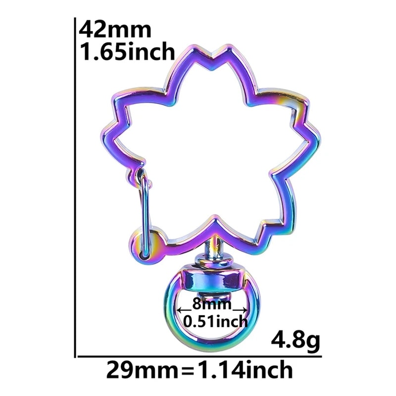 10PCS Rainbow Charms Key Ring Cat,Moon,Star,Heart Keychain Lobster Clasp Jewelry