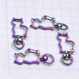 10PCS Rainbow Charms Key Ring Cat,Moon,Star,Heart Keychain Lobster Clasp Jewelry