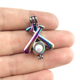 10PCS Rainbow Baseball Pearl Cage Aromatherapy Diffuser Pendant