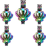 10PCS Rainbow Charm Shell Pearl Cage Locket Aromatherapy Diffuser Pendant