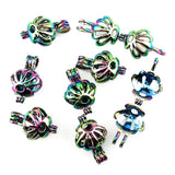 10PCS Rainbow Charm Shell Pearl Cage Locket Aromatherapy Diffuser Pendant